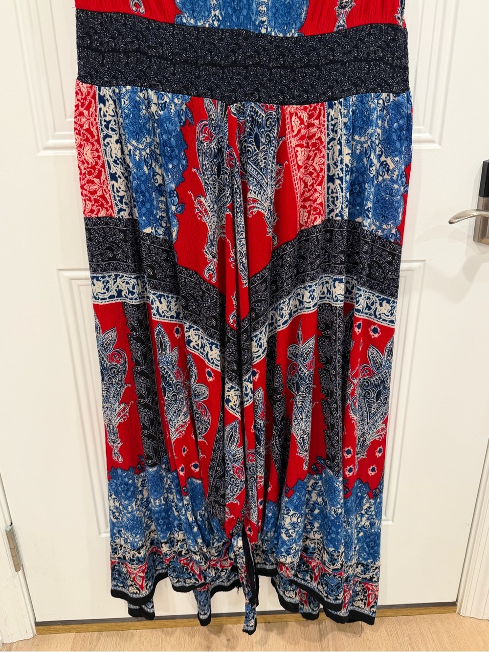 Bila Red & Blue Paisley V-Neck Maxi Dress XL - Picture 4 of 9